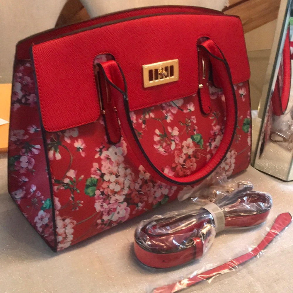 Red floral purse